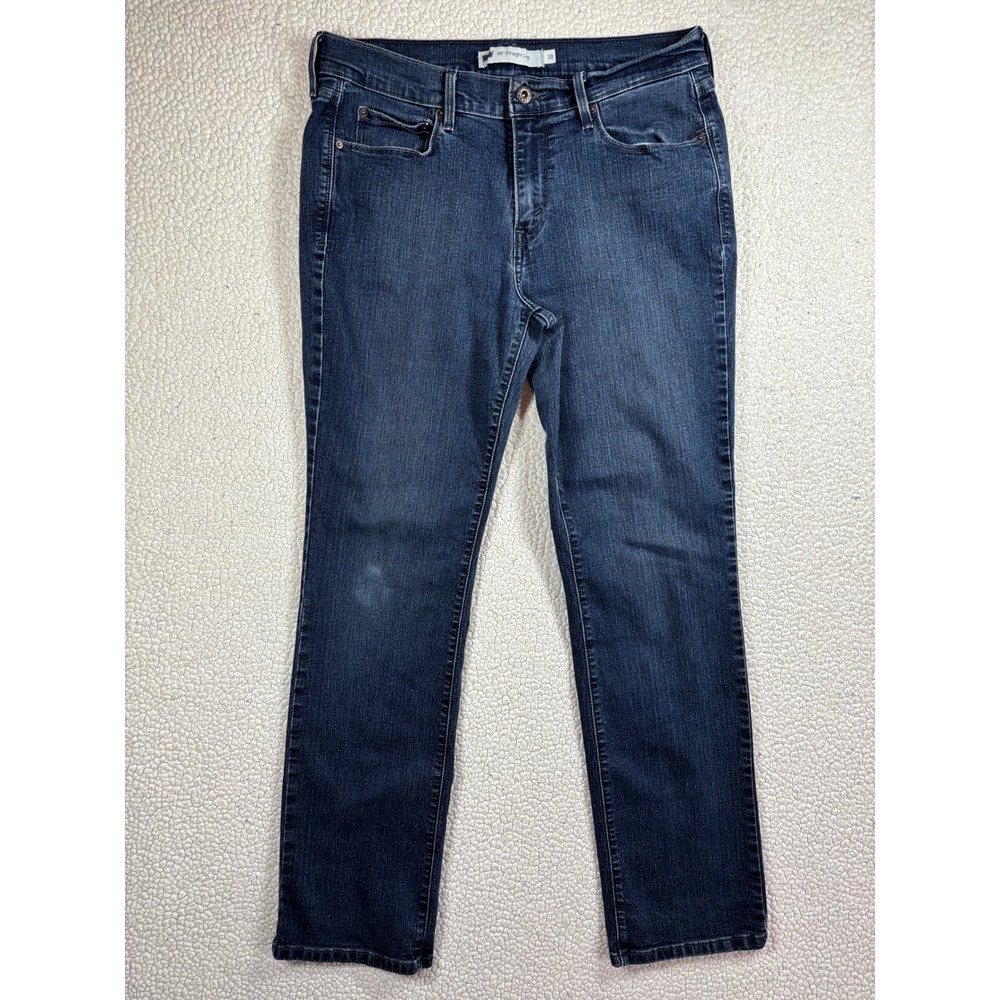 Levis 505 Straight Leg Jeans Womens 10M W30 L32 Dark Wash Blue Stretch Denim
